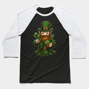 green gnome wearing a green hat with a shamrock Baseball T-Shirt